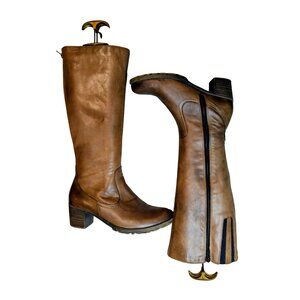 Remonte Cognac Leather Tall Riding Boots | Water-Repellent | 6.5 / 7 (EU 37)